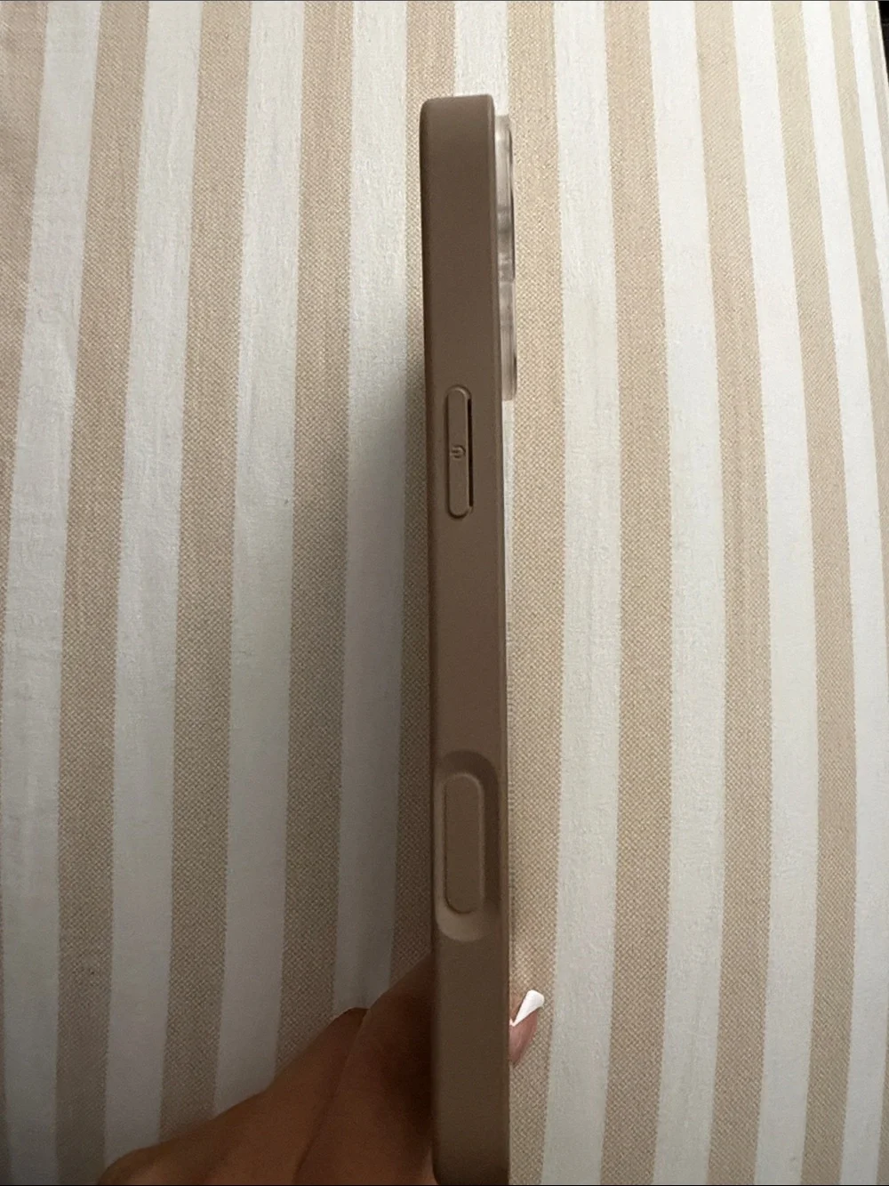 Tan/Taupe Protective Phone Case with Raised Camera Ring - iPhone16 Plus